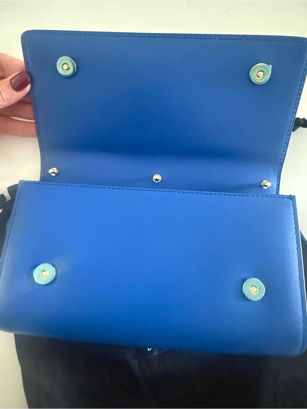 Dolce & Gabbana Royal Blue Leather Clutch with Gold DG Emblem - Picture 6 of 6